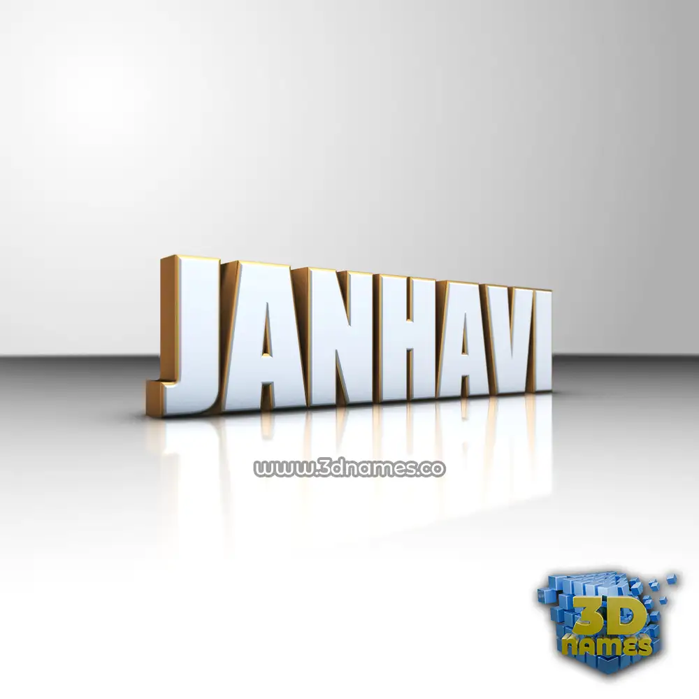 janhavi in White'n'Gold style - 3D name wallpaper