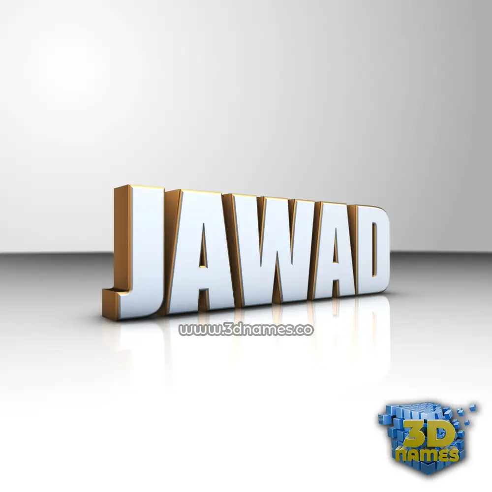 jawad in White'n'Gold style - 3D name wallpaper