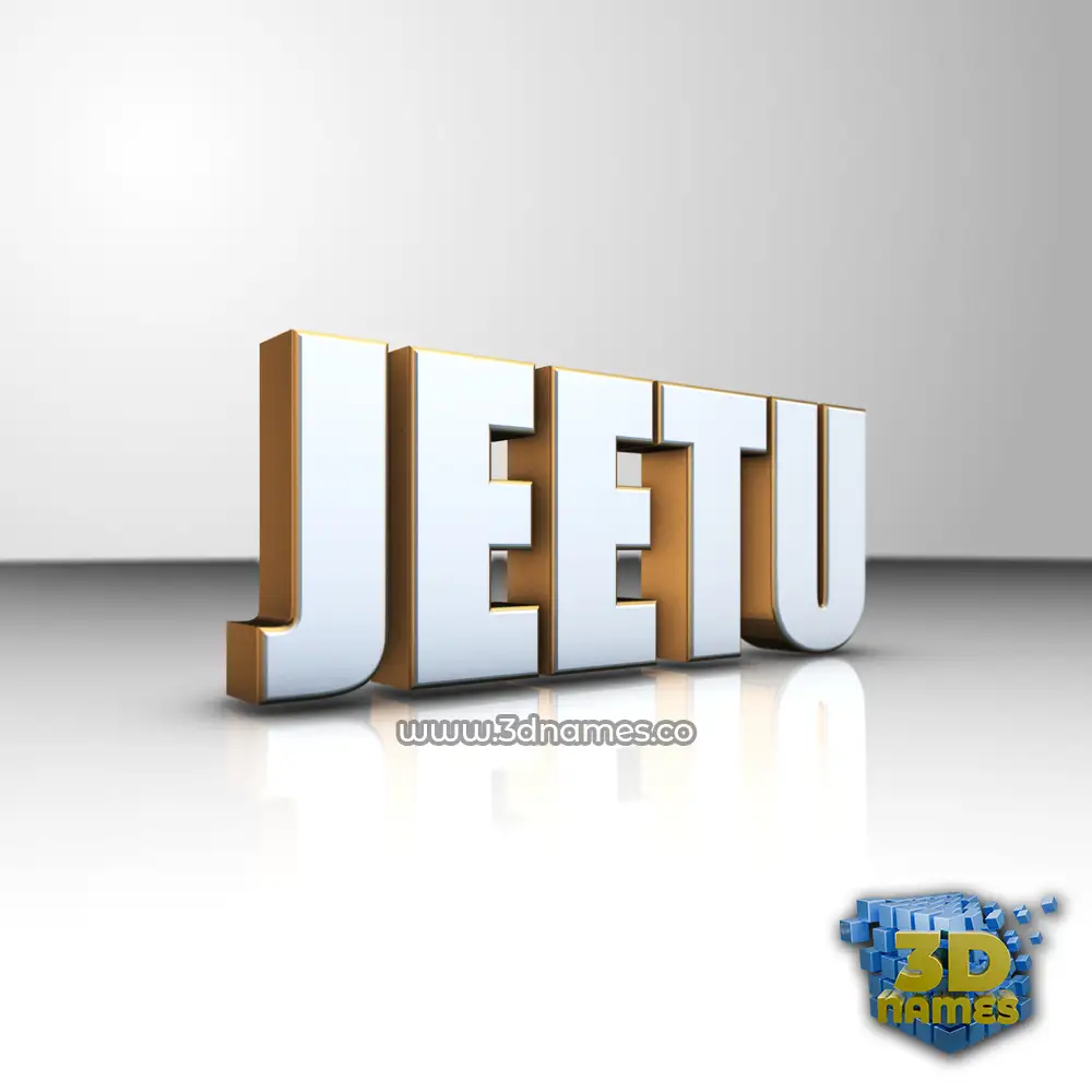 jeetu in White'n'Gold style - 3D name wallpaper