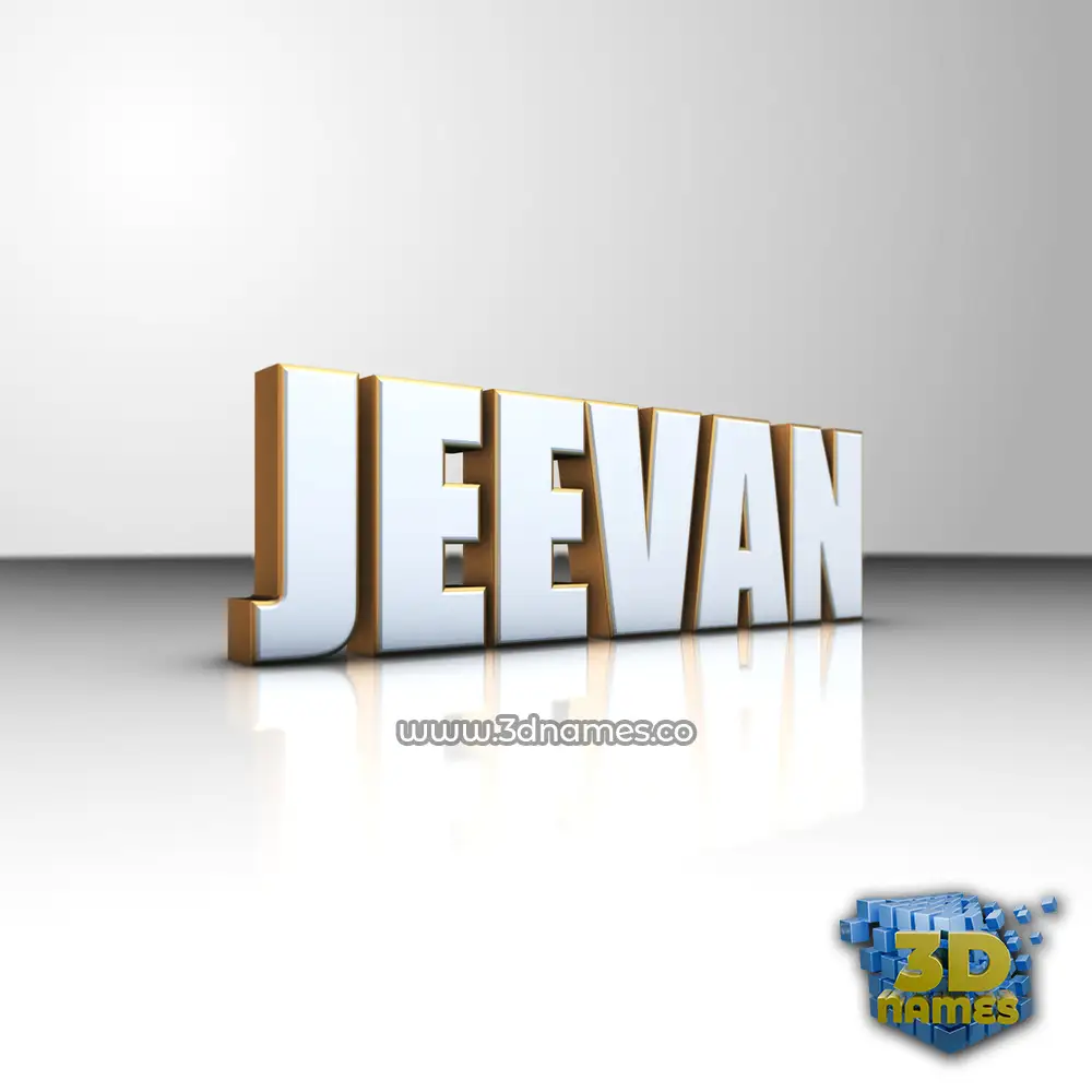 jeevan in White'n'Gold style - 3D name wallpaper