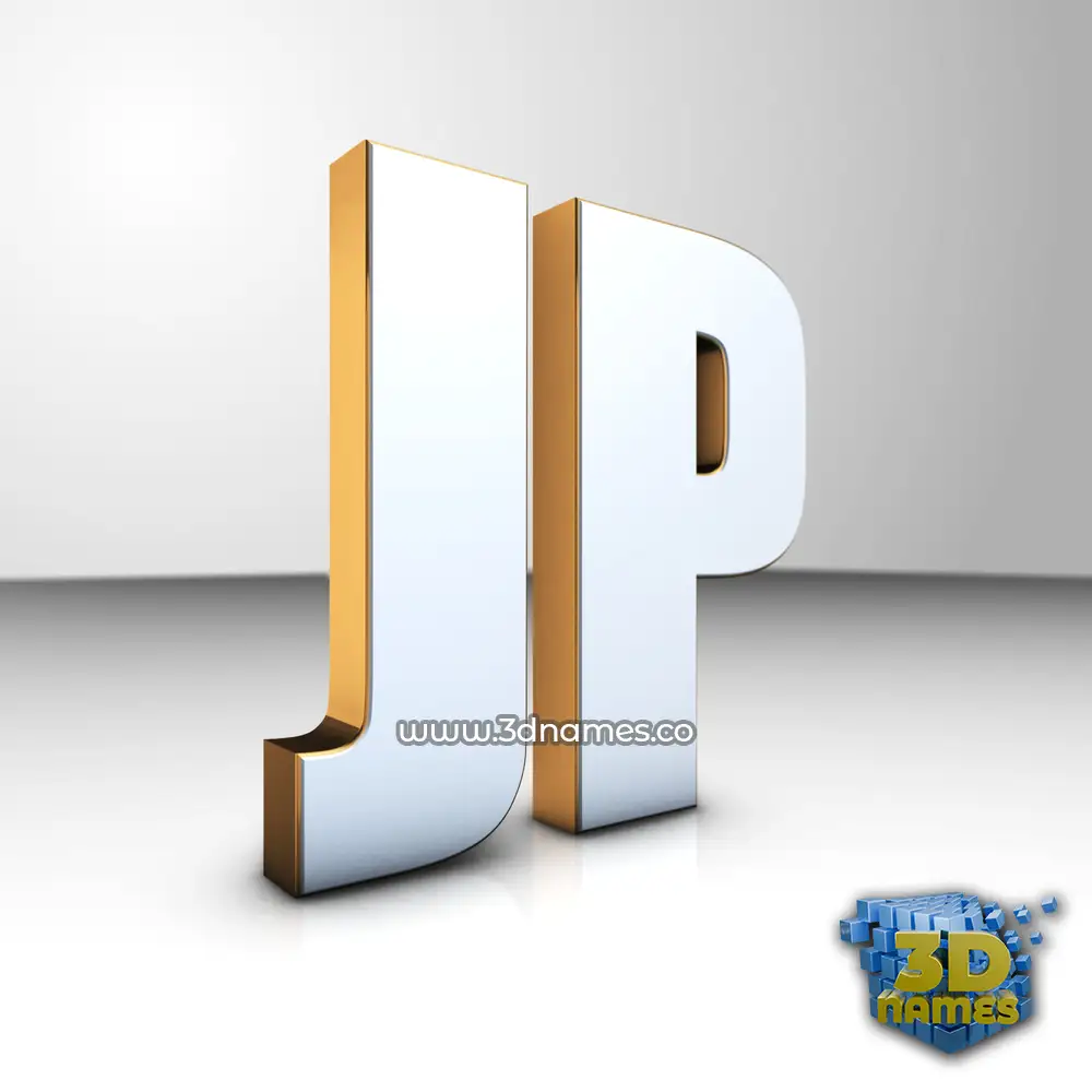 jp in White'n'Gold style - 3D name wallpaper