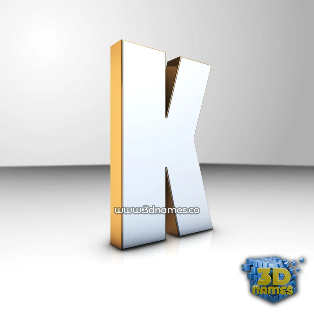 k in White'n'Gold style - 3D name wallpaper