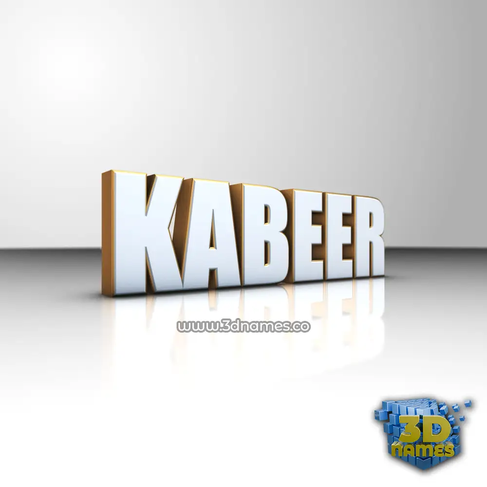 kabeer in White'n'Gold style - 3D name wallpaper
