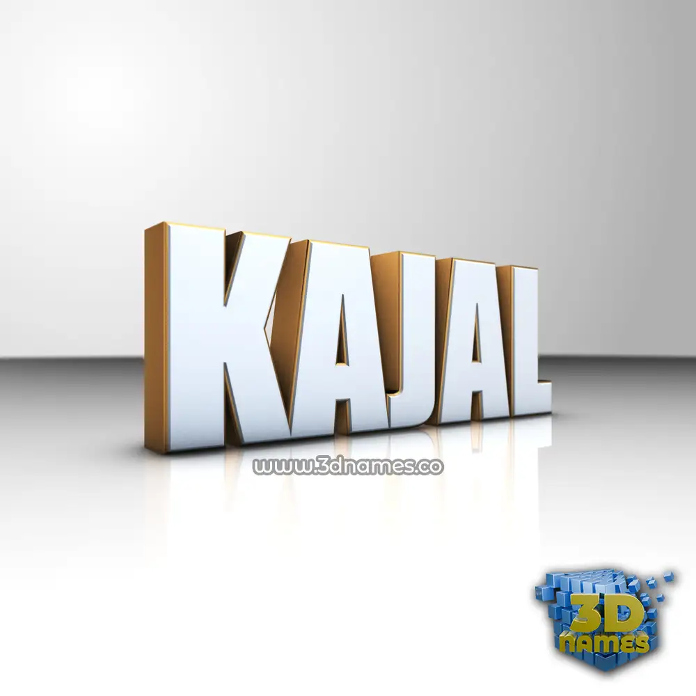 kajal in White'n'Gold style - 3D name wallpaper