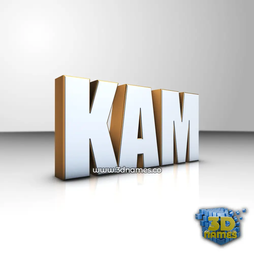 kam in White'n'Gold style - 3D name wallpaper