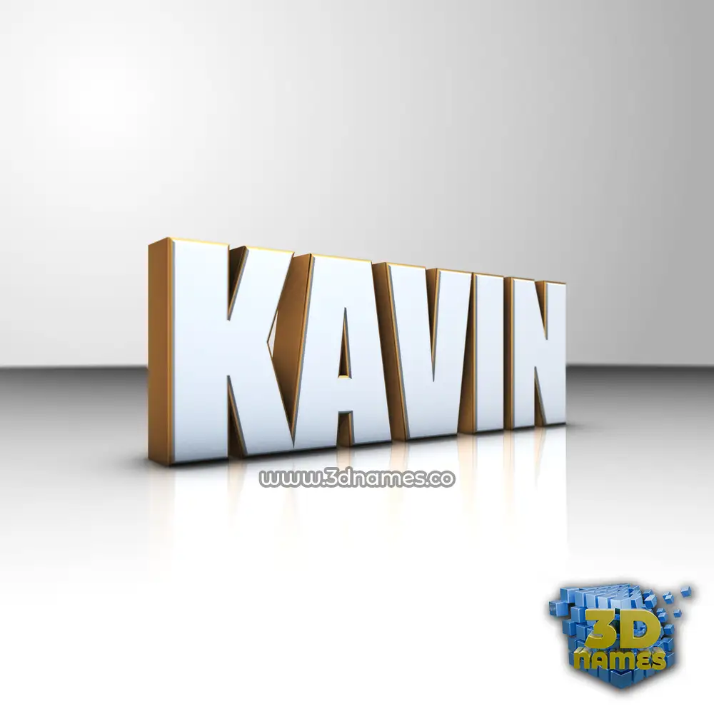 kavin in White'n'Gold style - 3D name wallpaper