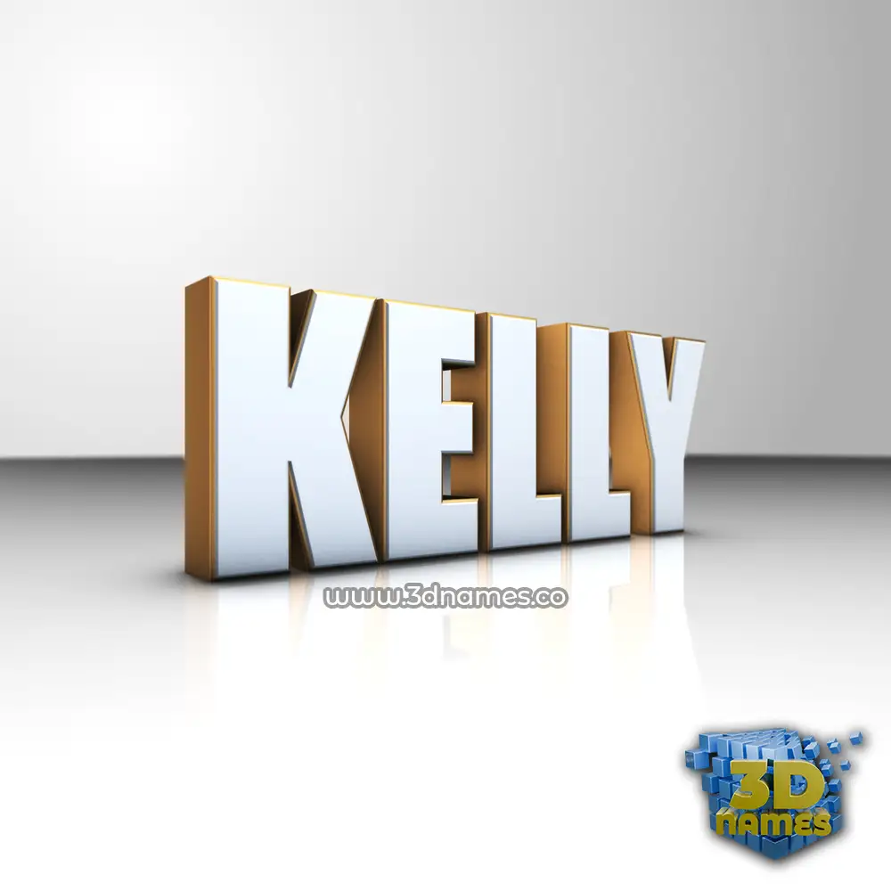 kelly in White'n'Gold style - 3D name wallpaper