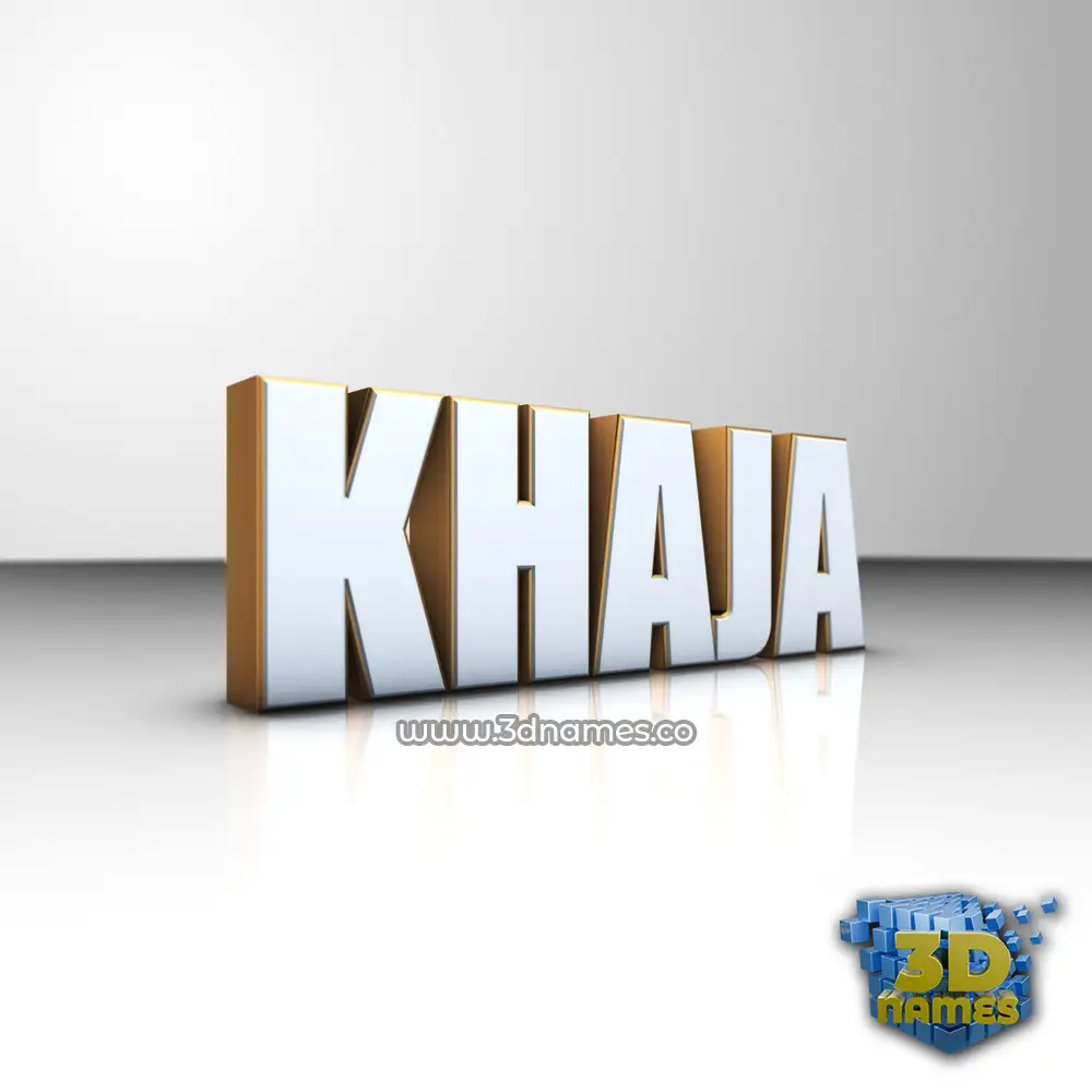 khaja in White'n'Gold style - 3D name wallpaper