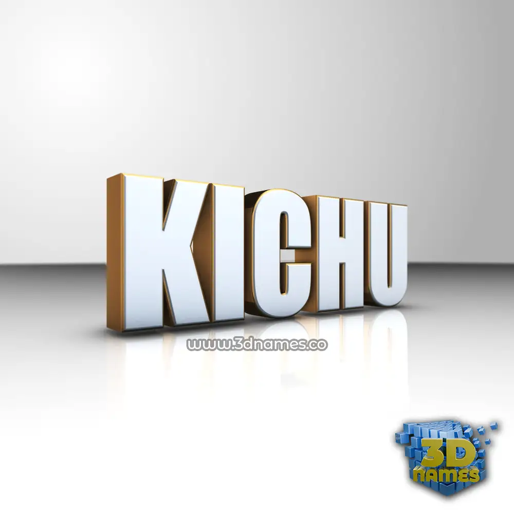 kichu in White'n'Gold style - 3D name wallpaper