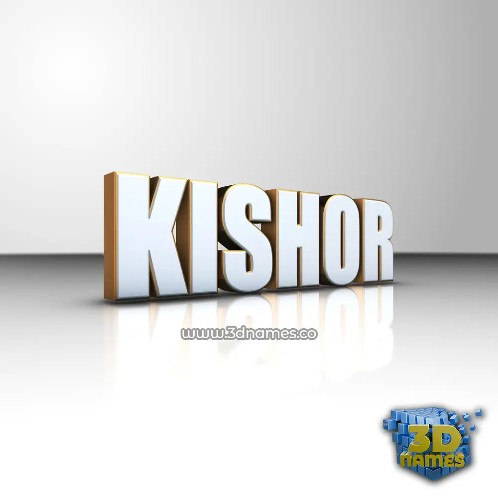 kishor in White'n'Gold style - 3D name wallpaper