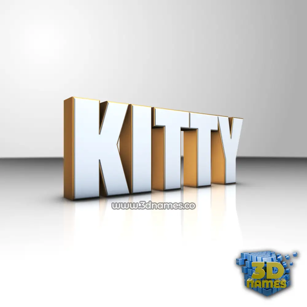 kitty in White'n'Gold style - 3D name wallpaper