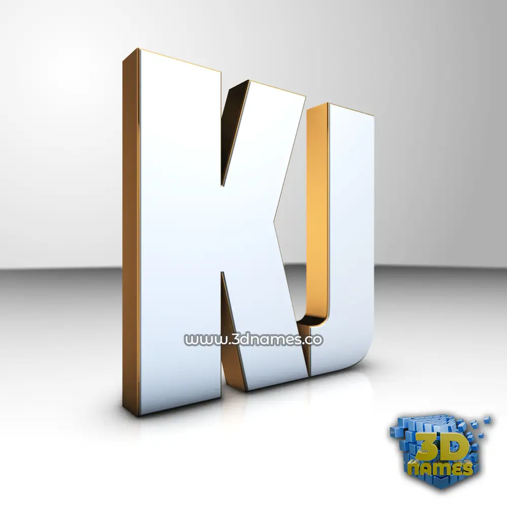 kj in White'n'Gold style - 3D name wallpaper