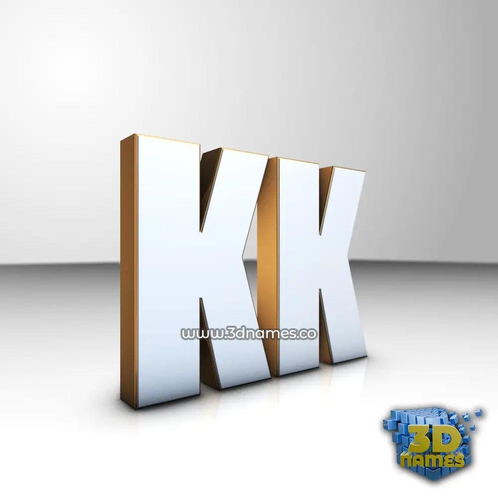 kk in White'n'Gold style - 3D name wallpaper