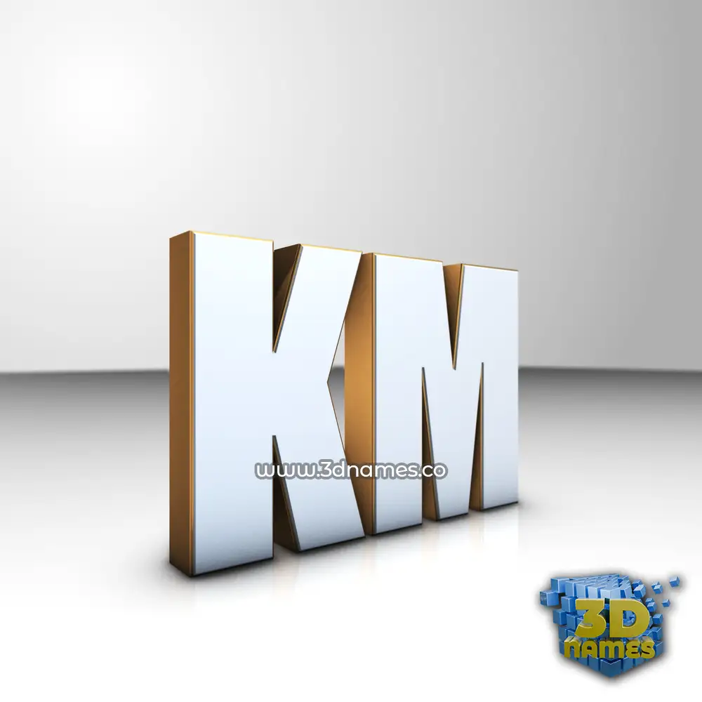 km in White'n'Gold style - 3D name wallpaper