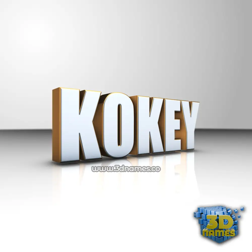 kokey in White'n'Gold style - 3D name wallpaper