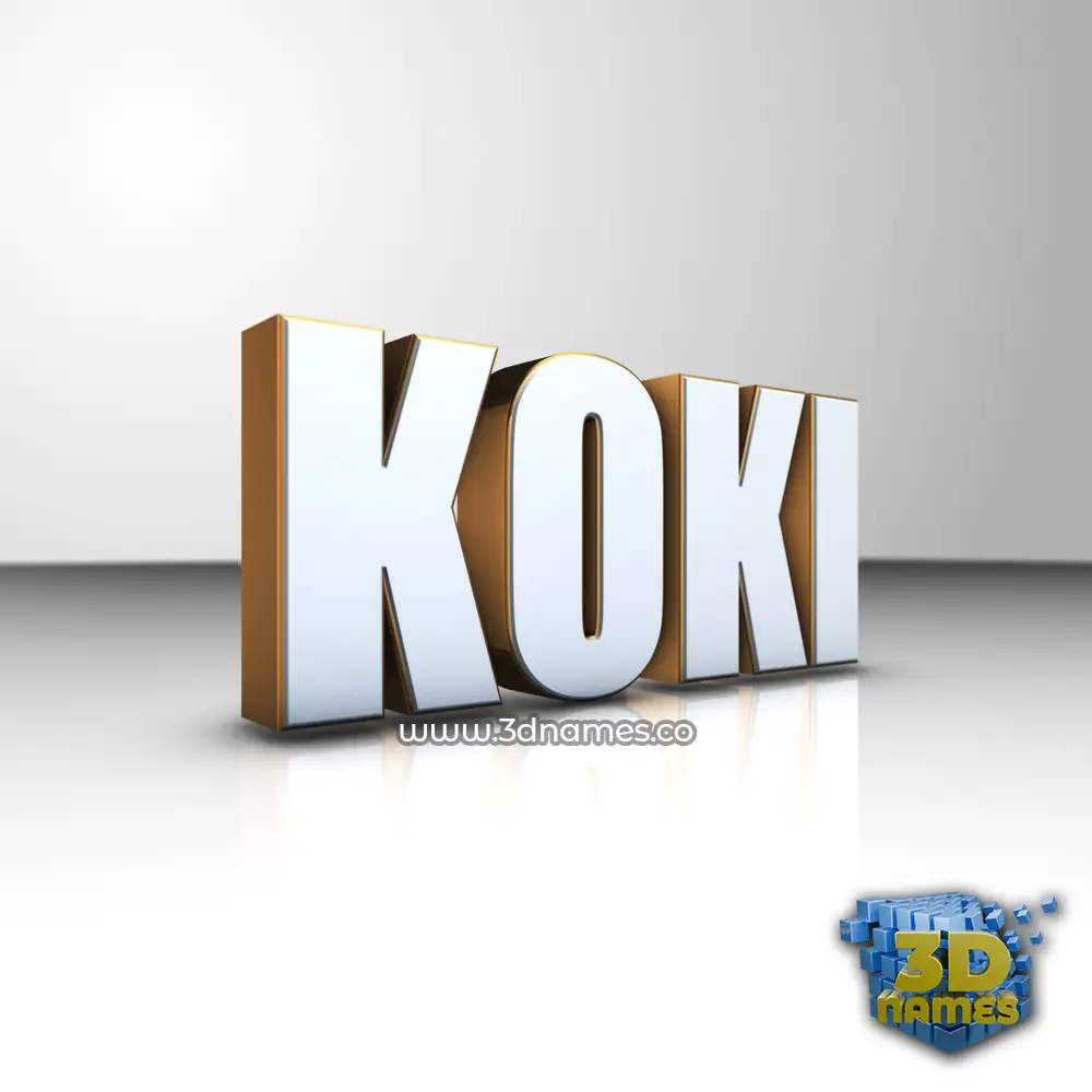 koki in White'n'Gold style - 3D name wallpaper