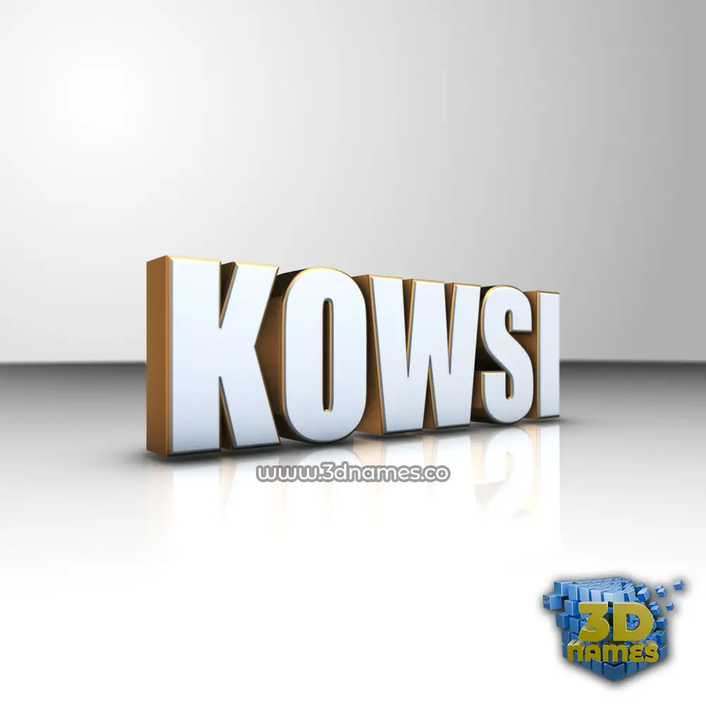 kowsi in White'n'Gold style - 3D name wallpaper