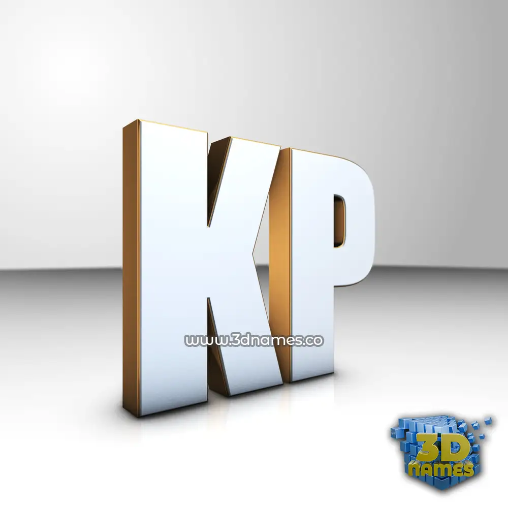 kp in White'n'Gold style - 3D name wallpaper