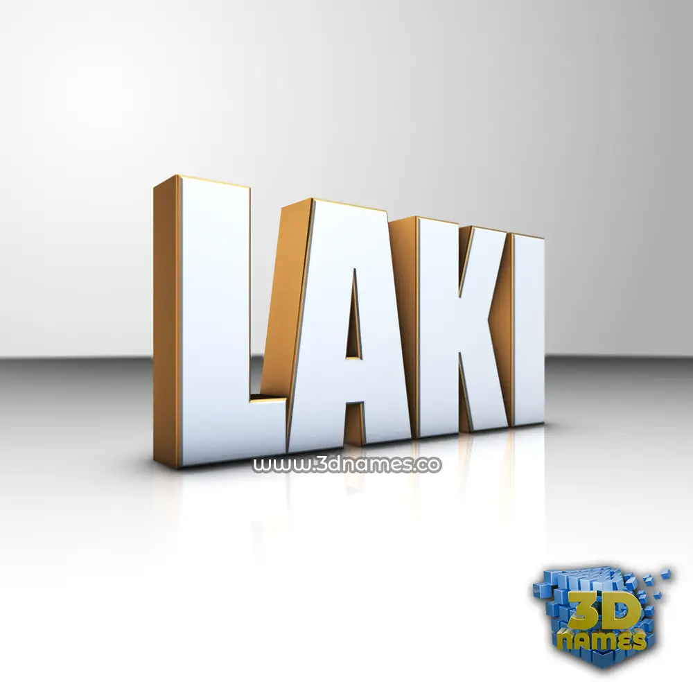 laki in White'n'Gold style - 3D name wallpaper