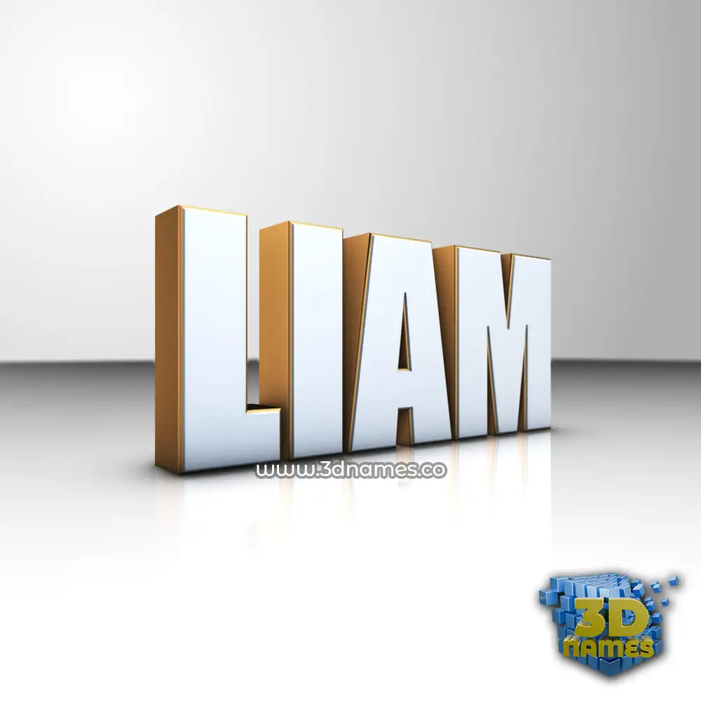 liam in White'n'Gold style - 3D name wallpaper