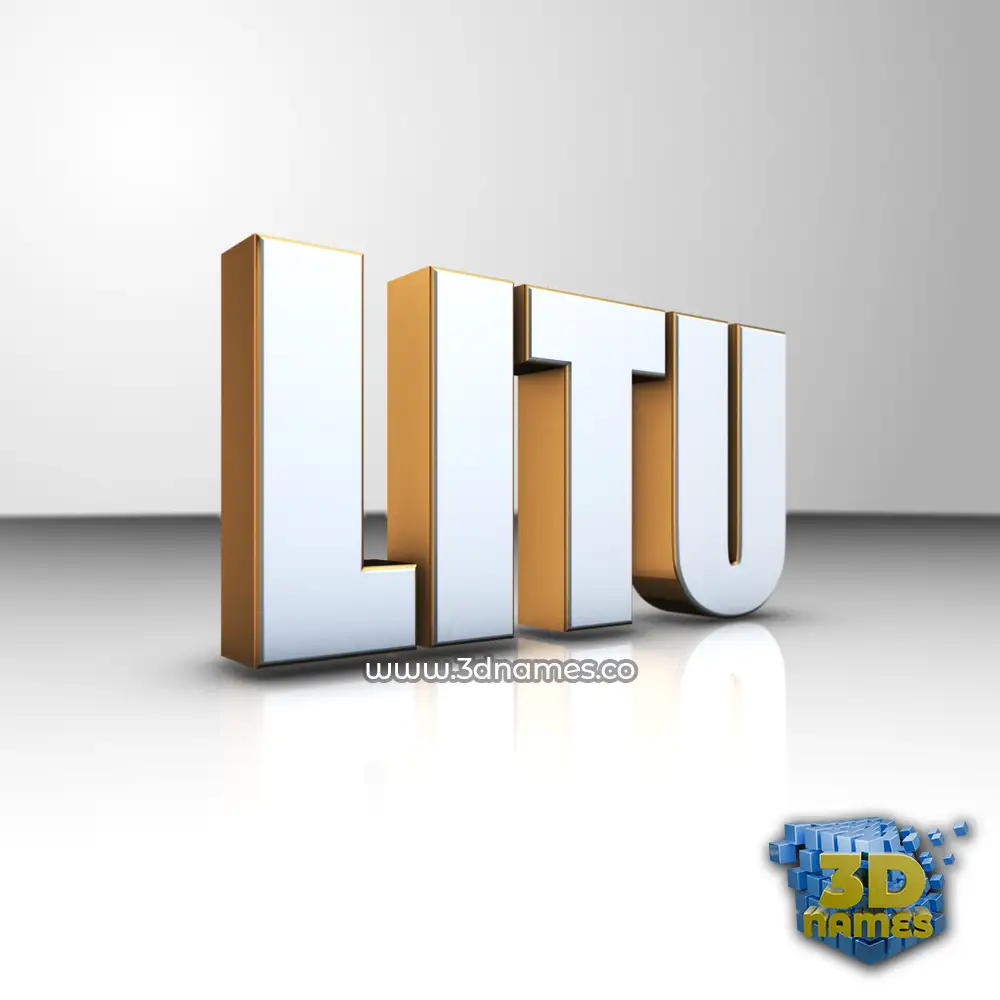 litu in White'n'Gold style - 3D name wallpaper