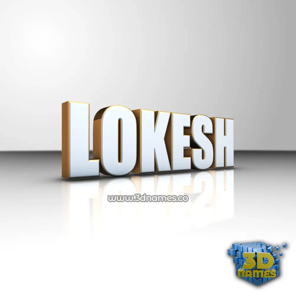 lokesh in White'n'Gold style - 3D name wallpaper