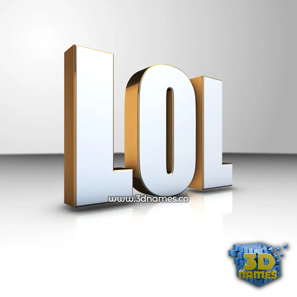 lol in White'n'Gold style - 3D name wallpaper