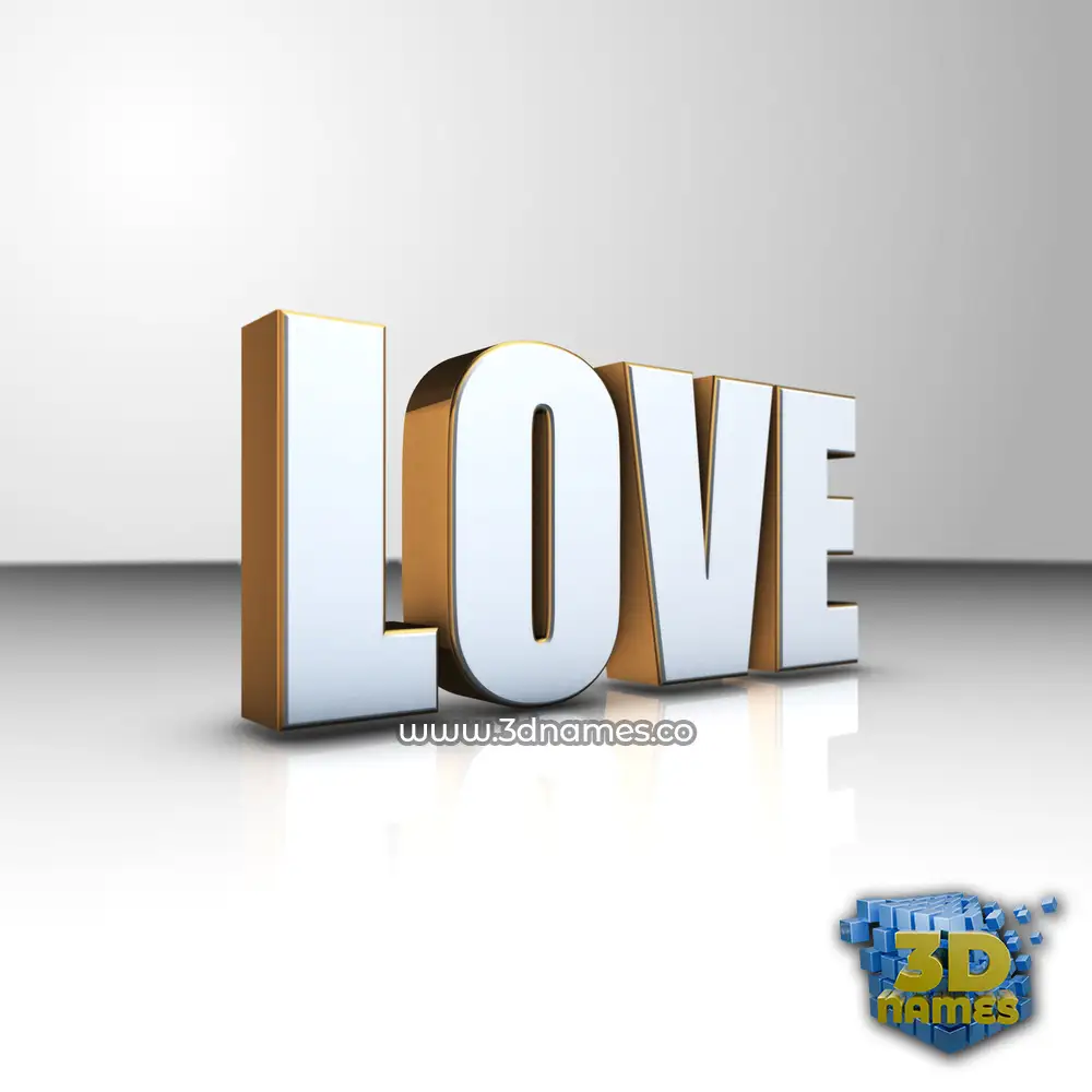 love in White'n'Gold style - 3D name wallpaper