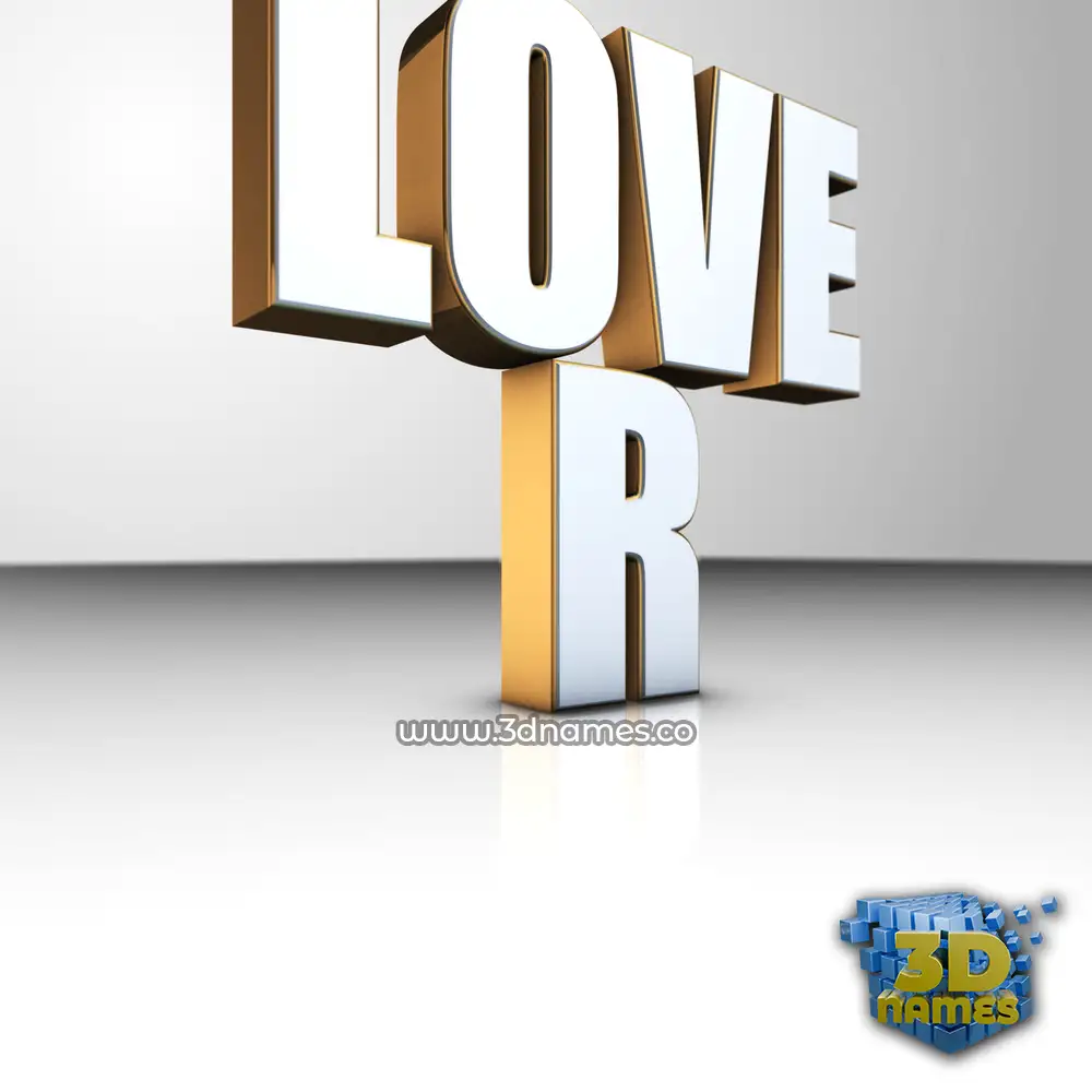 love r in White'n'Gold style - 3D name wallpaper