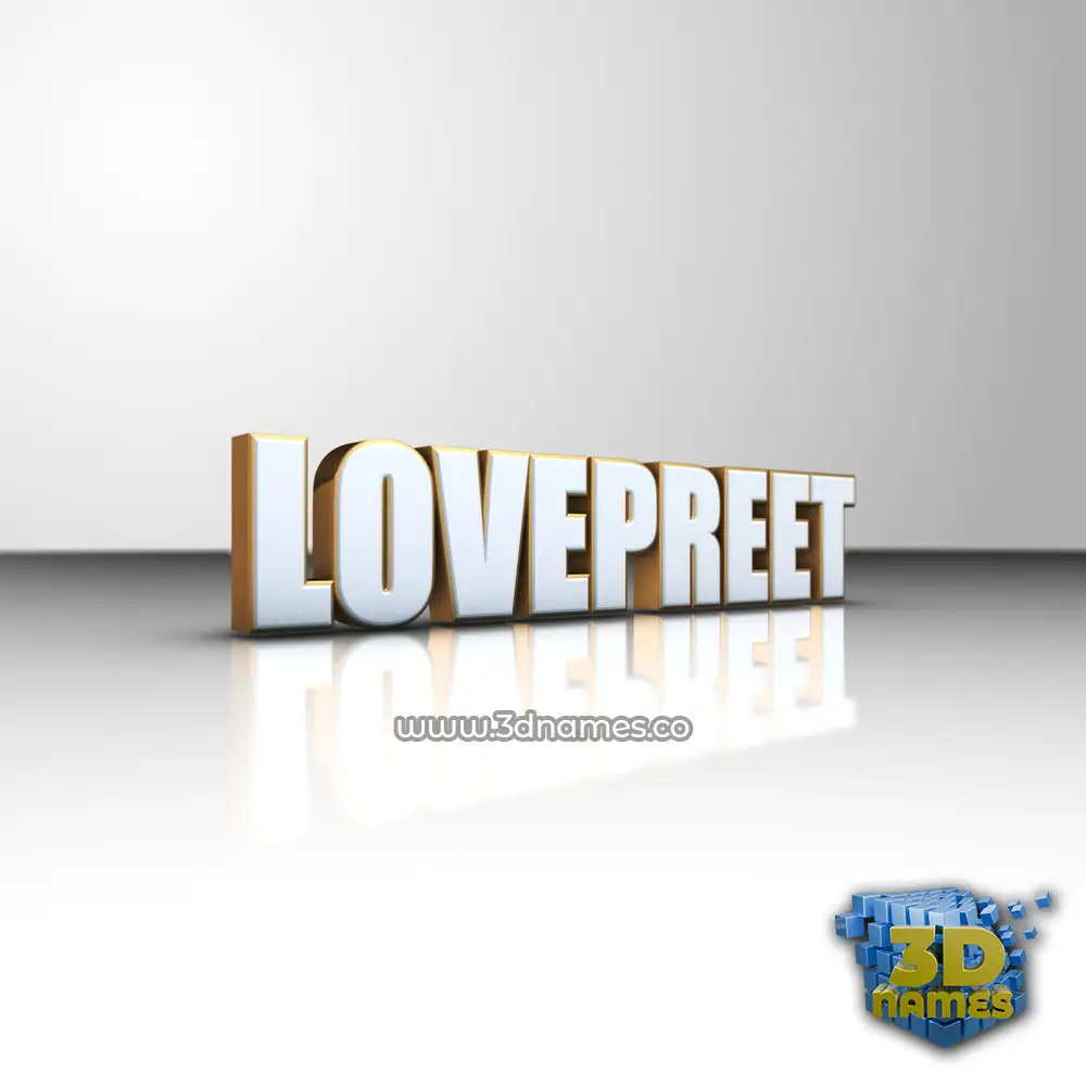 lovepreet in White'n'Gold style - 3D name wallpaper