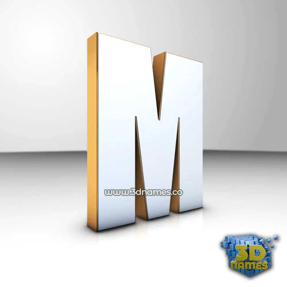 m in White'n'Gold style - 3D name wallpaper