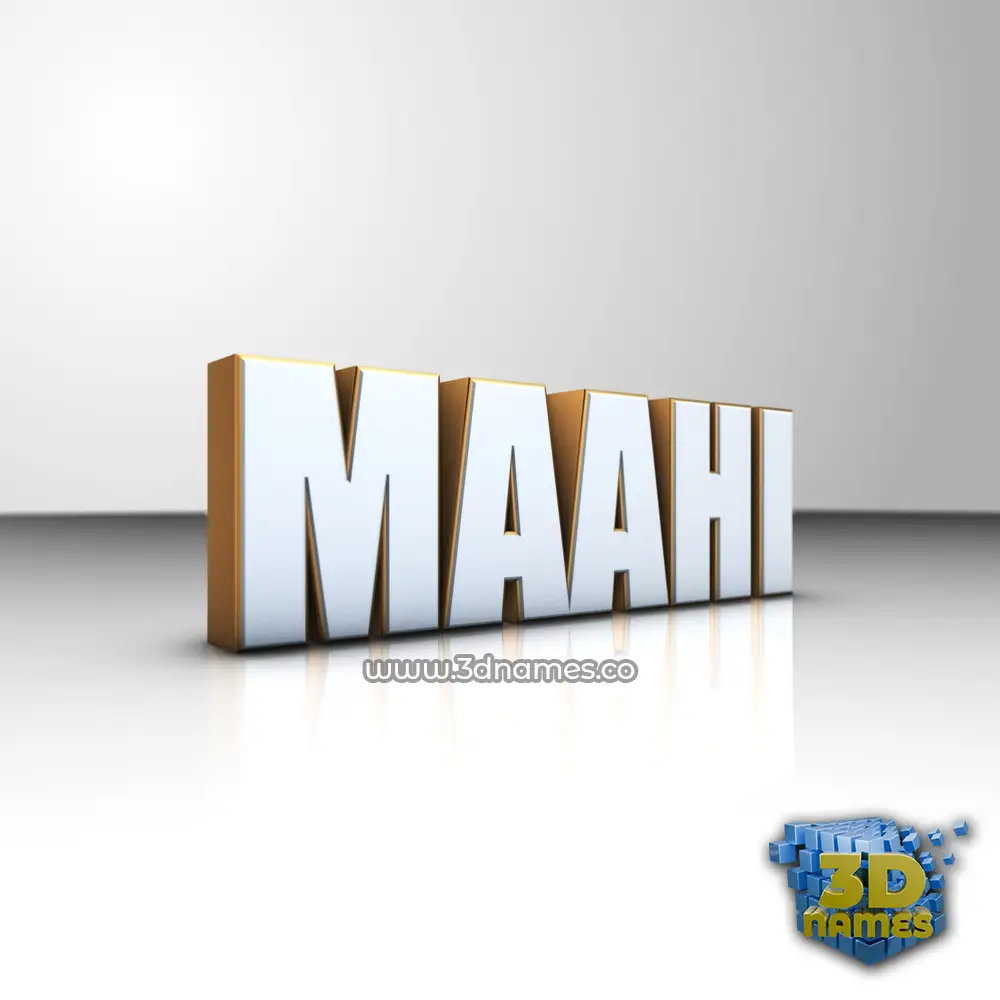 maahi in White'n'Gold style - 3D name wallpaper