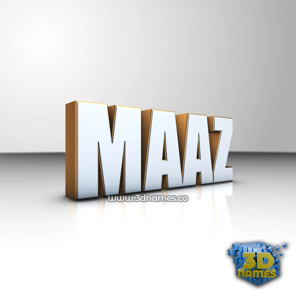 maaz in White'n'Gold style - 3D name wallpaper