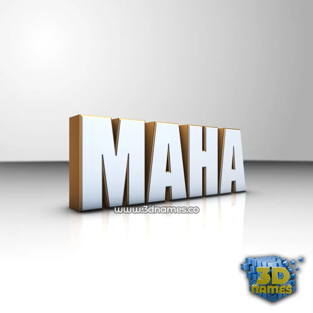 maha in White'n'Gold style - 3D name wallpaper