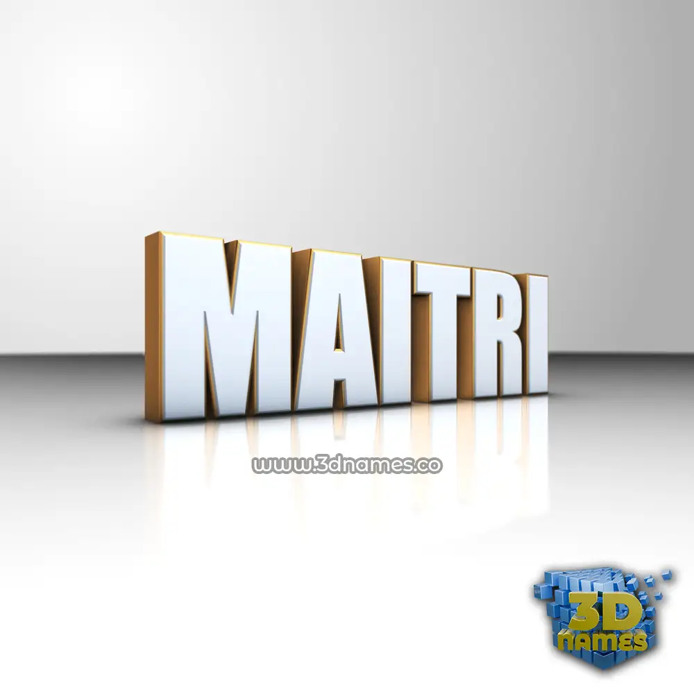 maitri in White'n'Gold style - 3D name wallpaper