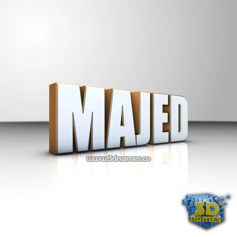 majed in White'n'Gold style - 3D name wallpaper