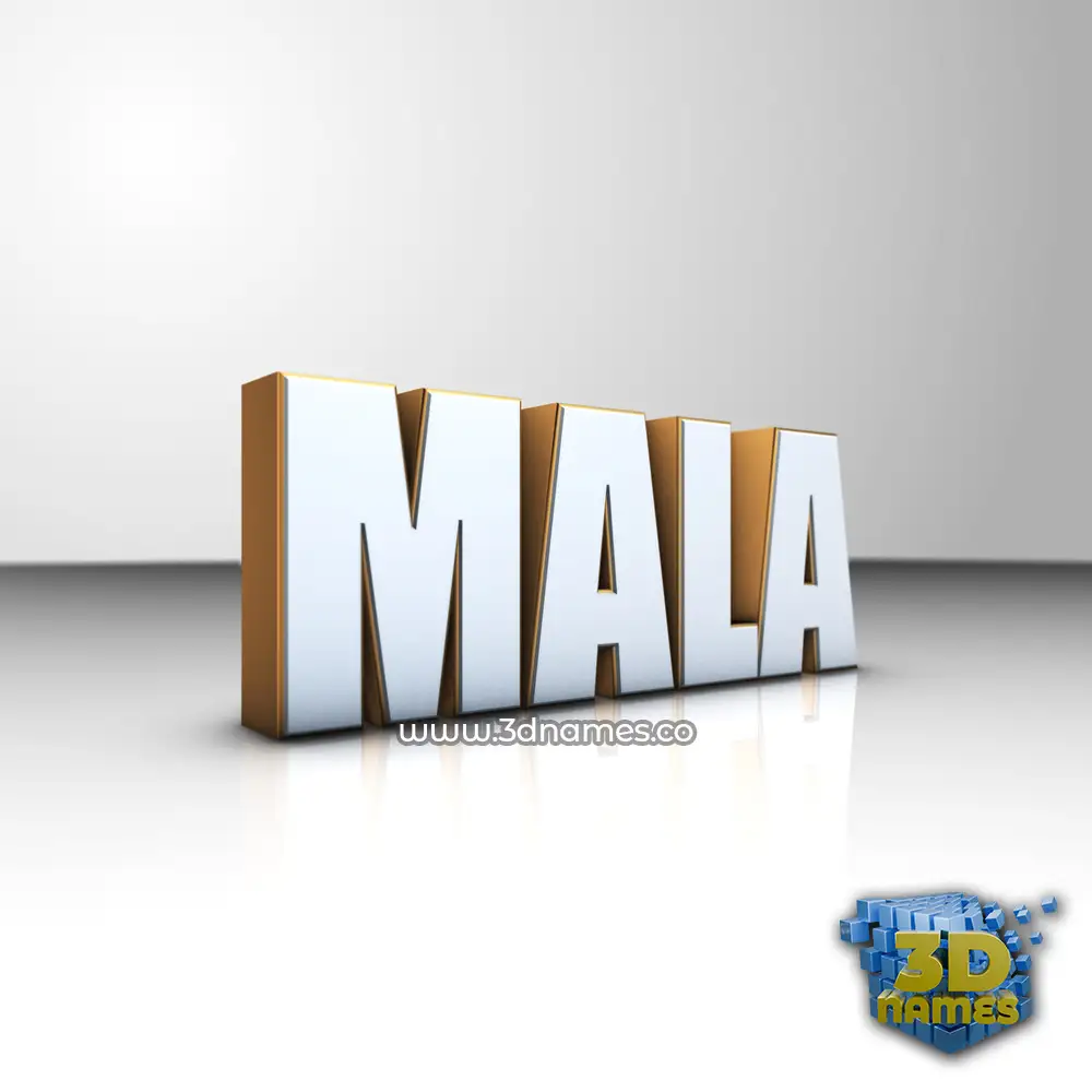 mala in White'n'Gold style - 3D name wallpaper