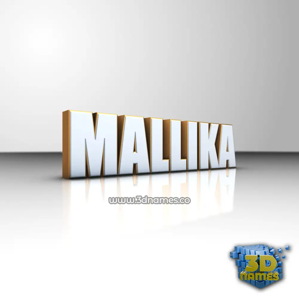 mallika in White'n'Gold style - 3D name wallpaper