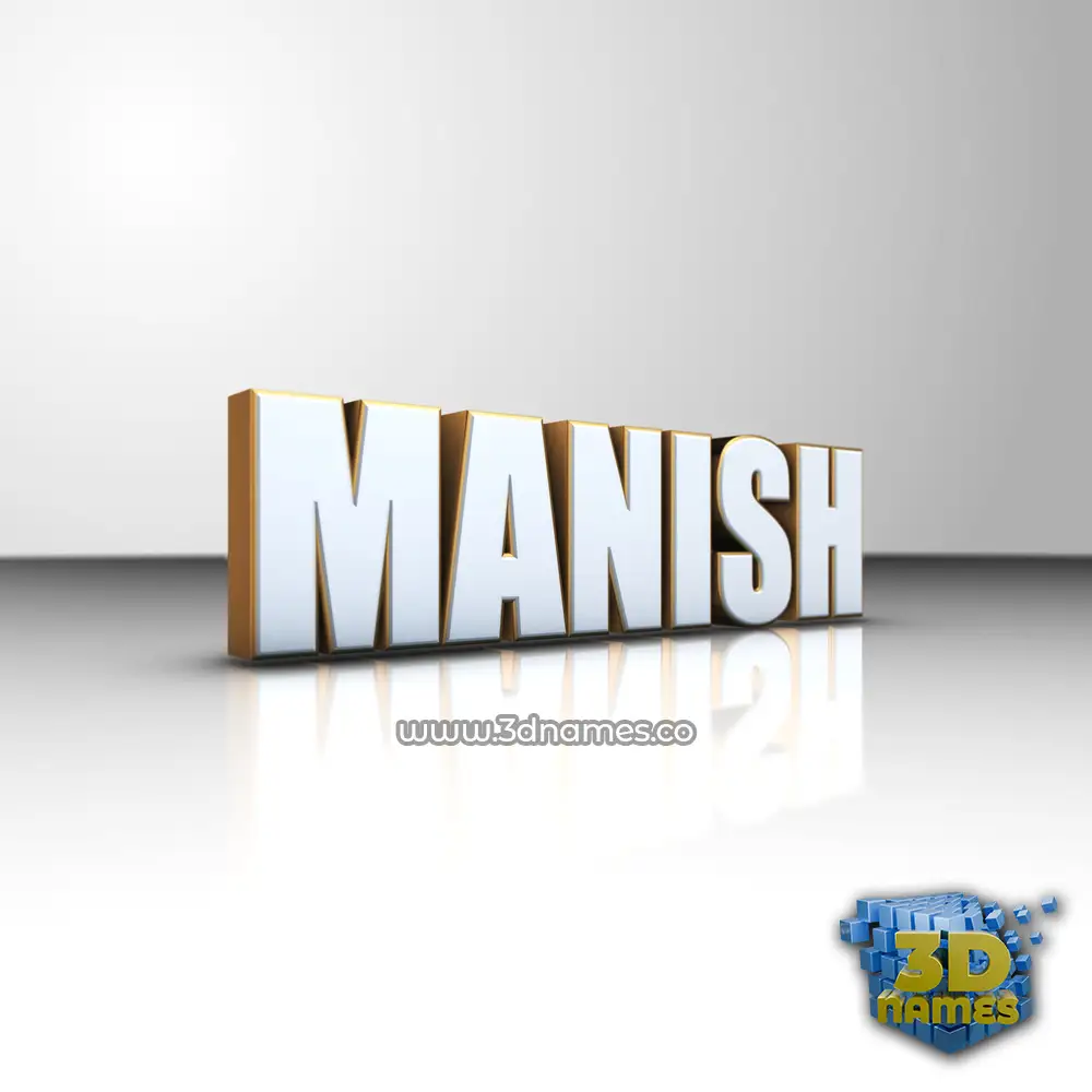 manish in White'n'Gold style - 3D name wallpaper