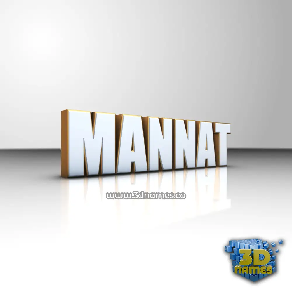 mannat in White'n'Gold style - 3D name wallpaper