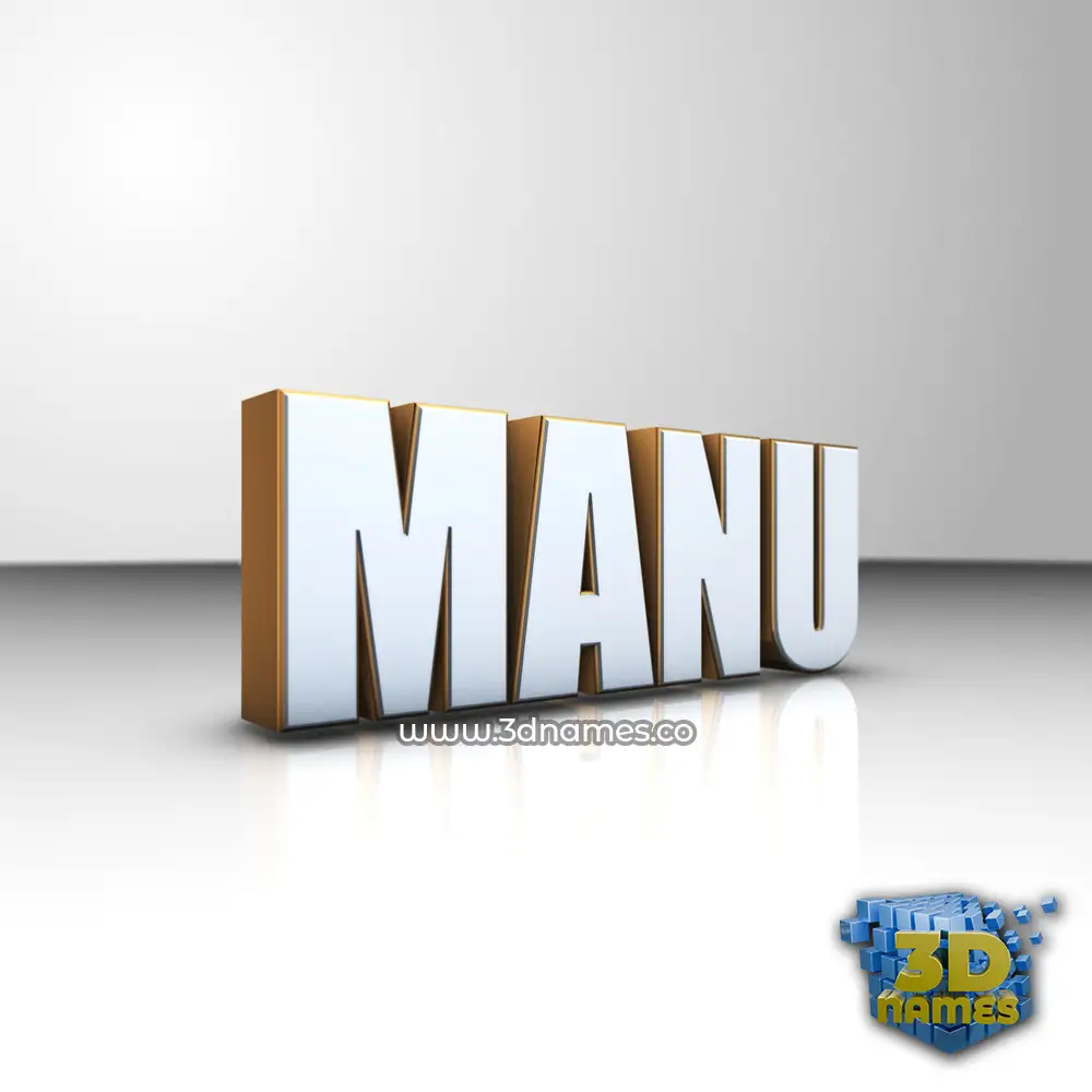 manu in White'n'Gold style - 3D name wallpaper