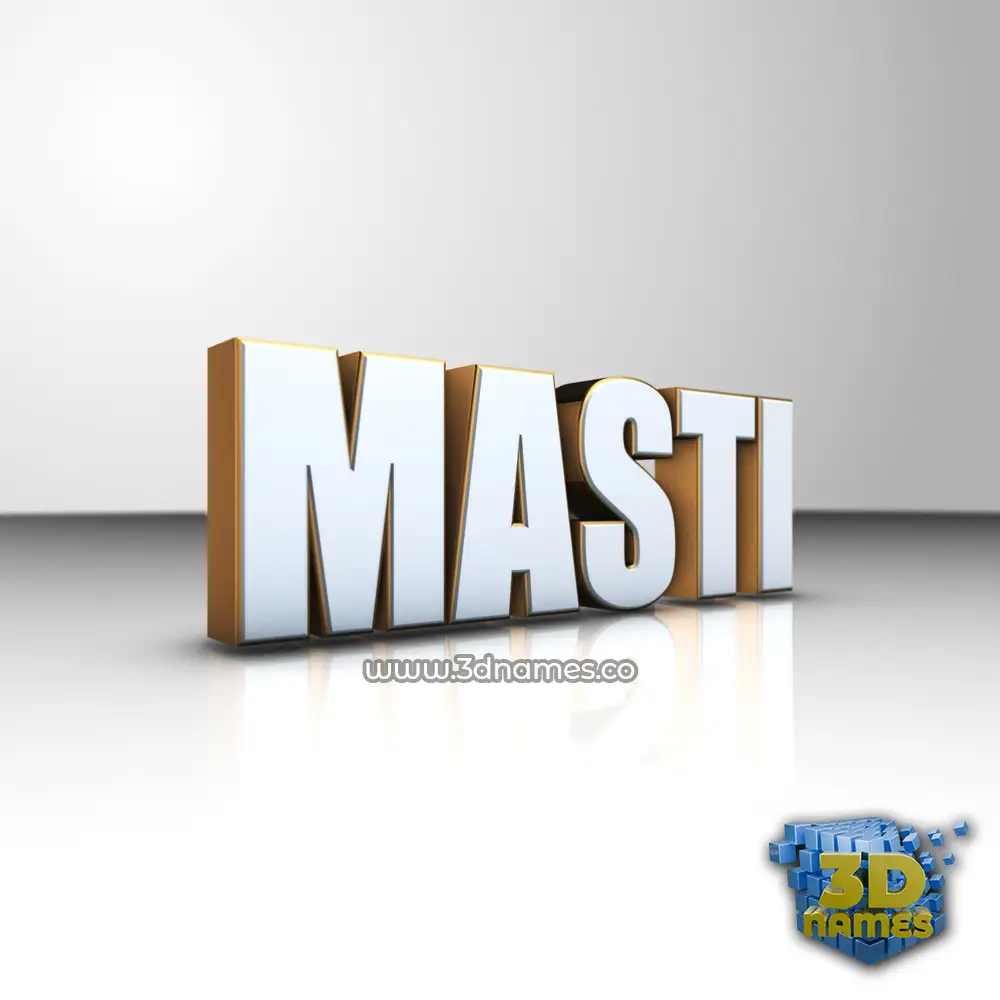 masti in White'n'Gold style - 3D name wallpaper