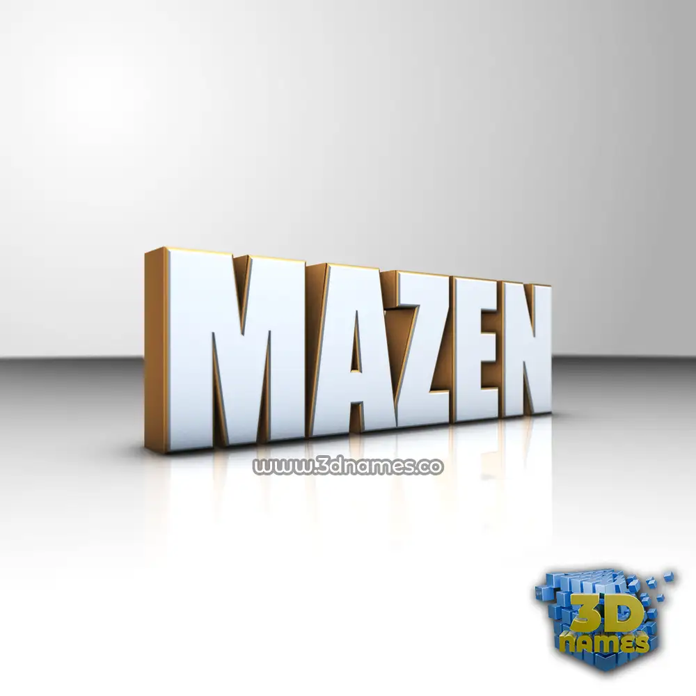 mazen in White'n'Gold style - 3D name wallpaper