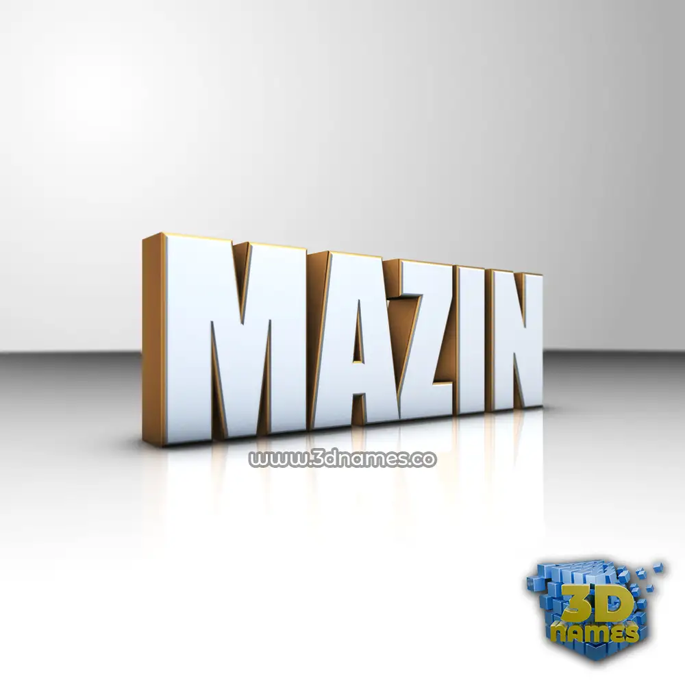 mazin in White'n'Gold style - 3D name wallpaper