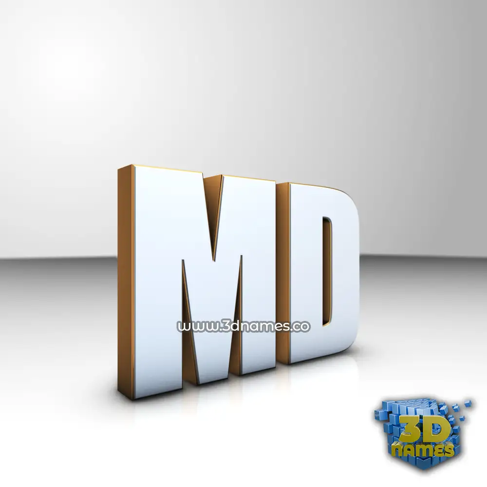 md in White'n'Gold style - 3D name wallpaper
