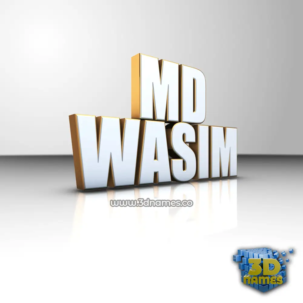 md wasim in White'n'Gold style - 3D name wallpaper