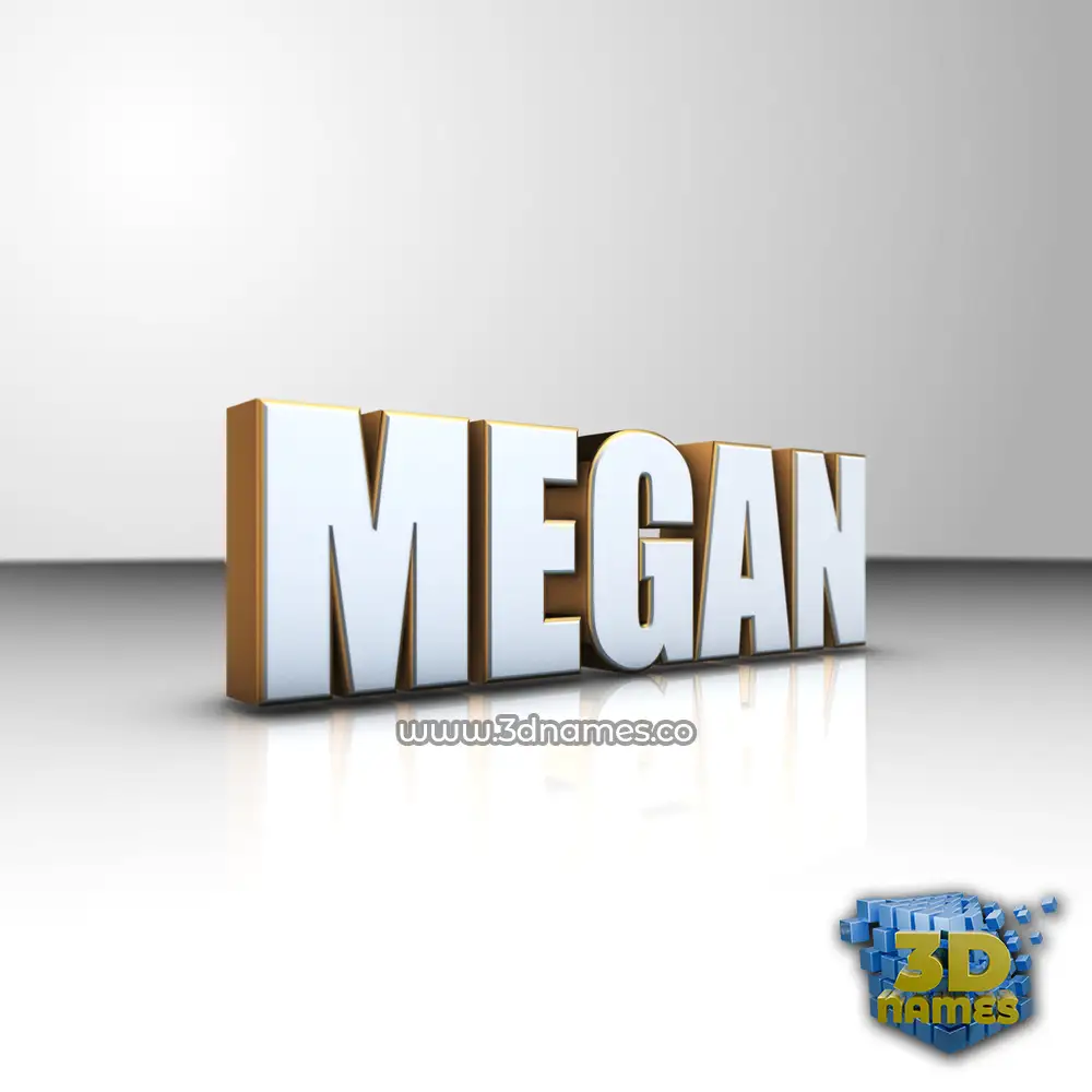 megan in White'n'Gold style - 3D name wallpaper