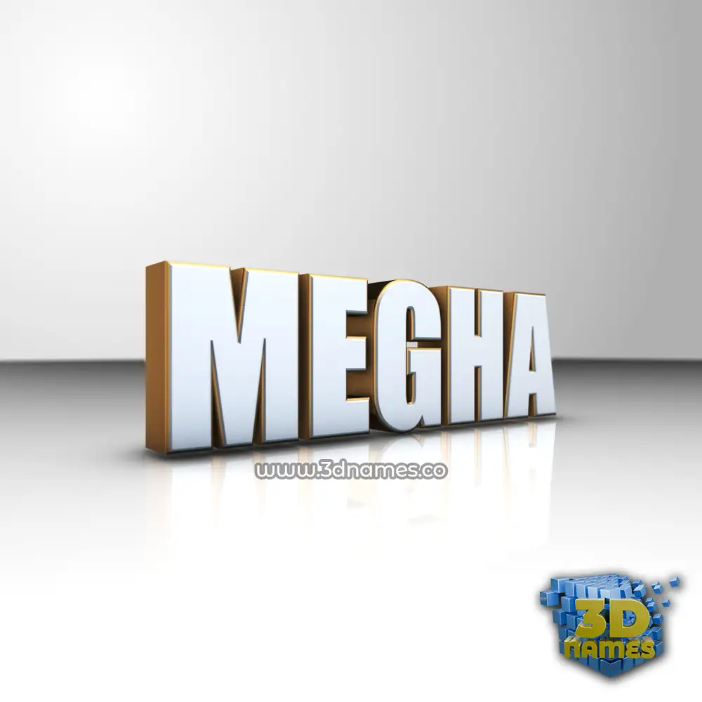 megha in White'n'Gold style - 3D name wallpaper
