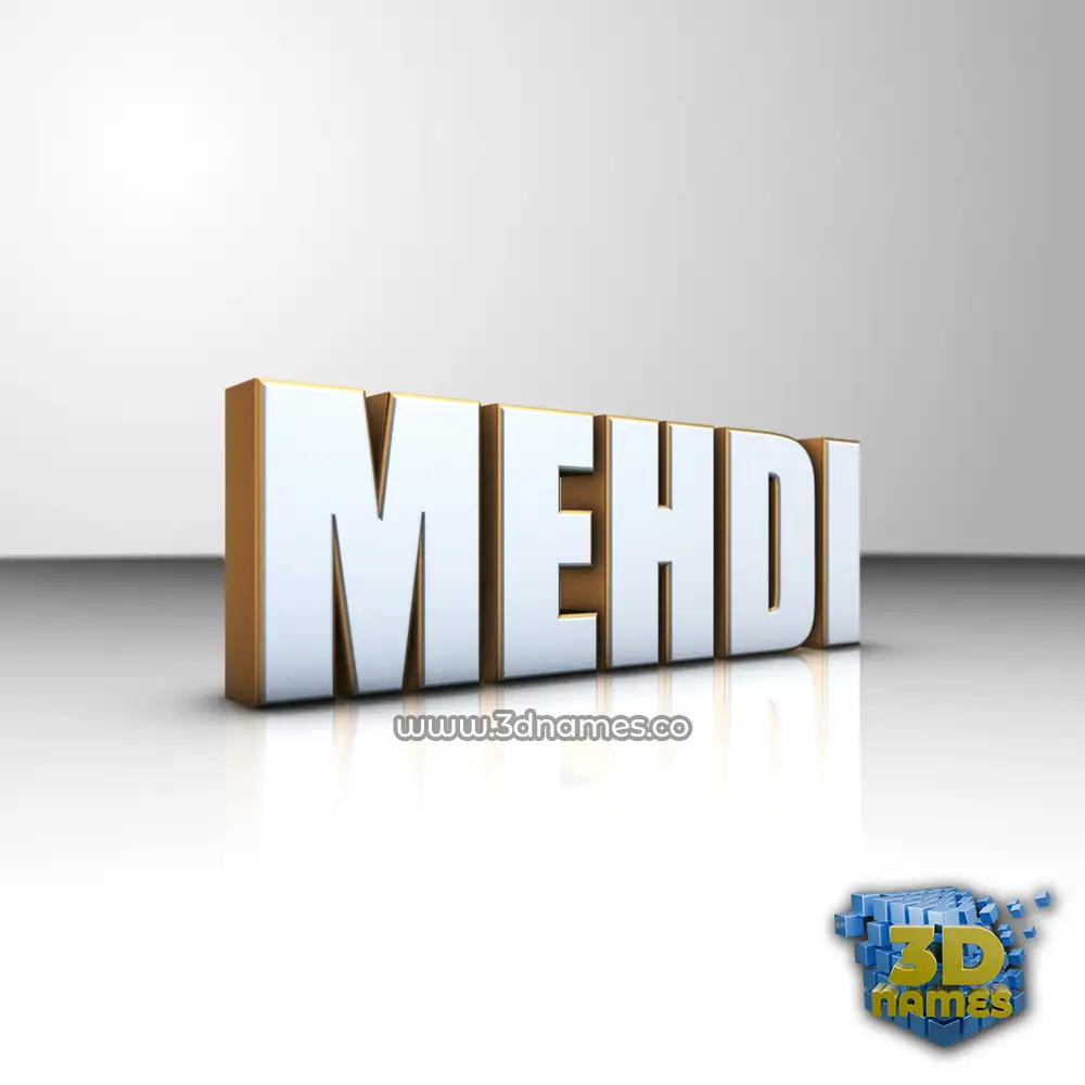 mehdi in White'n'Gold style - 3D name wallpaper