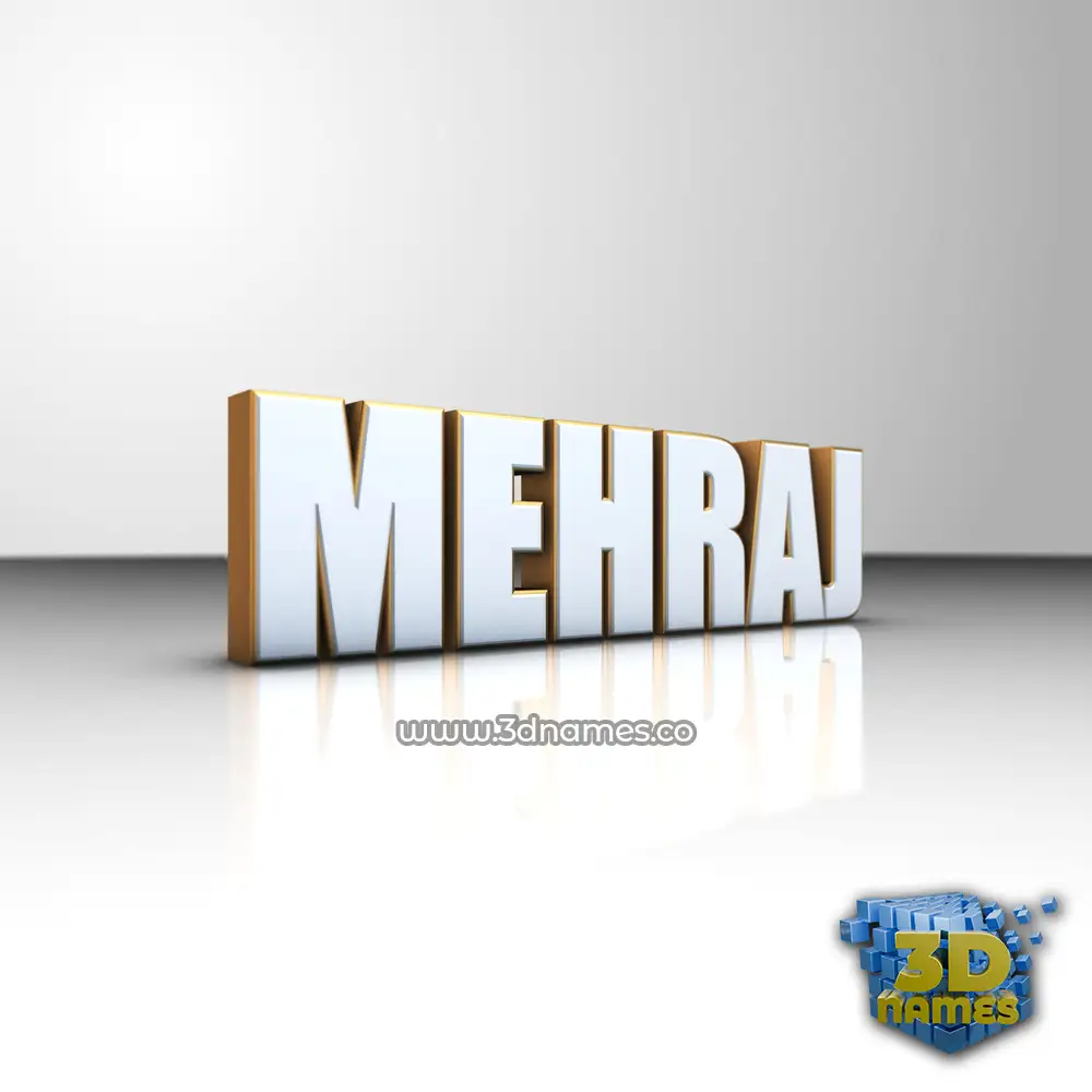mehraj in White'n'Gold style - 3D name wallpaper